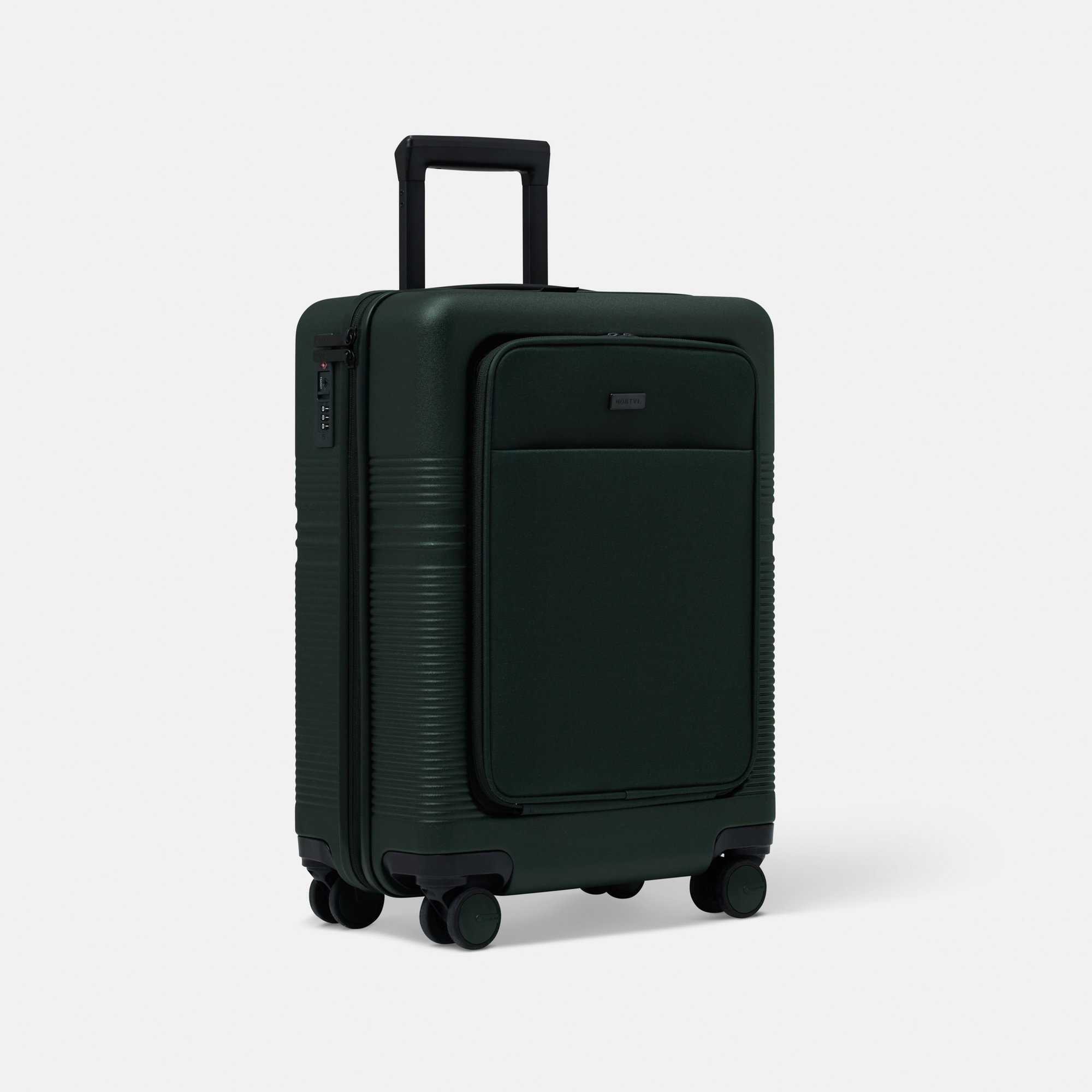 NORTVI | Front Pocket Carry-On Suitcase | Green | Sustainable & Unique